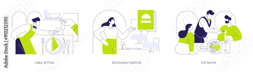 Fine dining restaurant abstract concept vector illustrations.