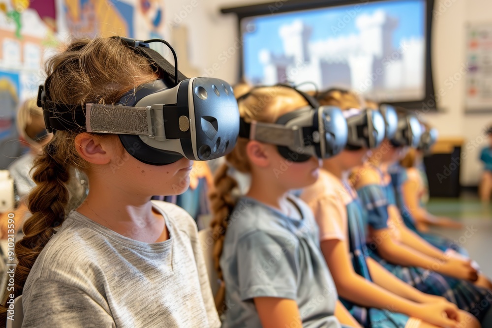 Elementary Students Using VR to Explore Medieval Castle in Themed Classroom Elementary Students Using VR to Explore Medieval Castle in Themed Classroom