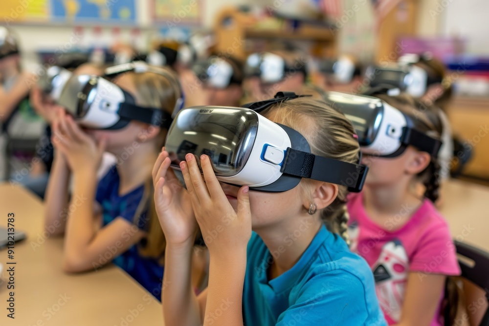 Elementary Students Engaging with VR Headsets in a Tech-Themed Classroom to Explore Emerging Technologies Elementary Students Engaging with VR Headsets in a Tech-Themed Classroom to Explore Emerging Technologies