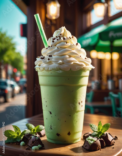Drink on a wooden table in a bar on a dark background