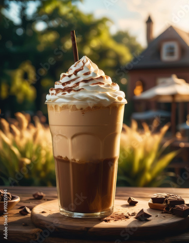Drink on a wooden table in a bar on a dark background