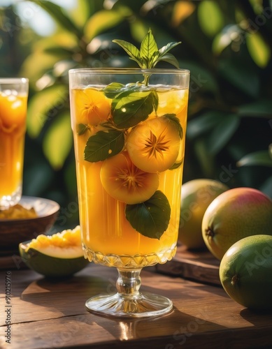 Drink on a wooden table in a bar on a dark background