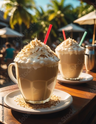 Drink on a wooden table in a bar on a dark background