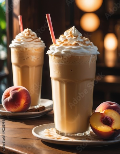 Drink on a wooden table in a bar on a dark background
