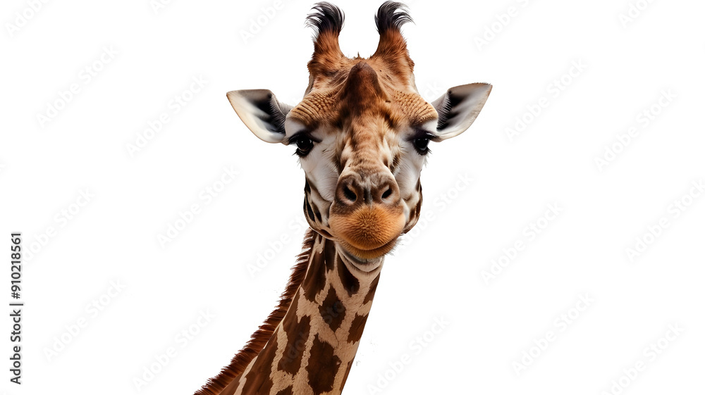Obraz premium giraffe head isolated on white transparent background 