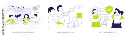 Public nutrition safety abstract concept vector illustrations.