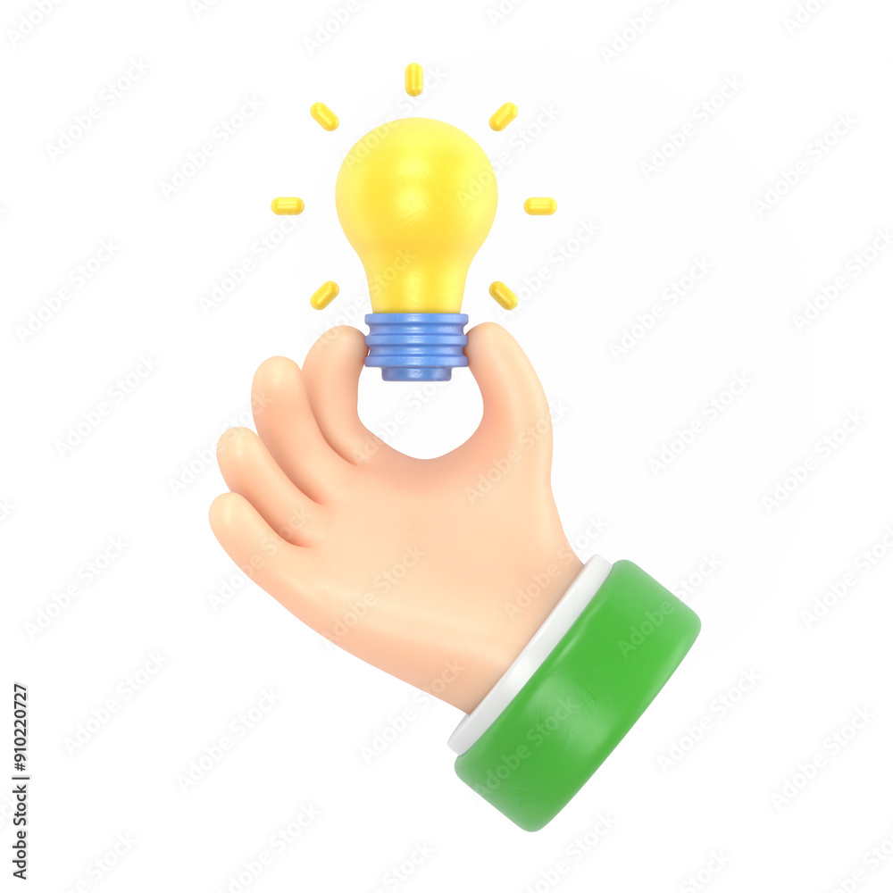 Transparent Backgrounds Mock-up. 3d icon hand holding light bulb ...