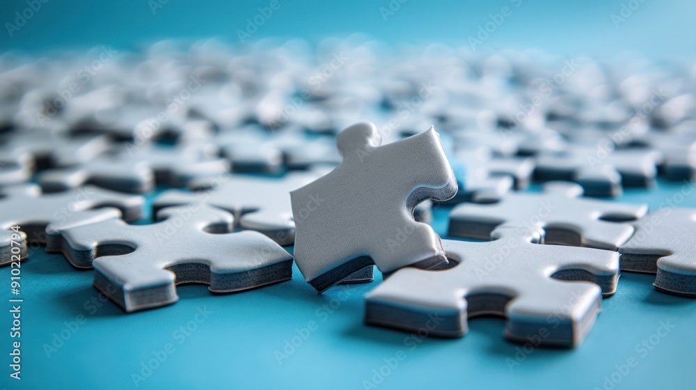 Puzzle Pieces on Blue Background Puzzle Pieces on Blue Background