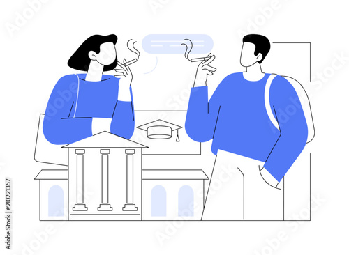 Smoking cigarettes isolated cartoon vector illustrations.