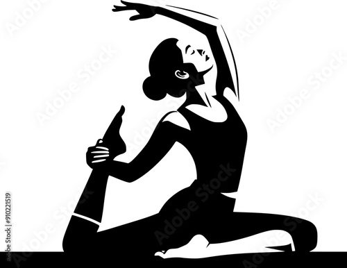 Woman in Yoga Pose for Tranquil and Peaceful Graphic photo