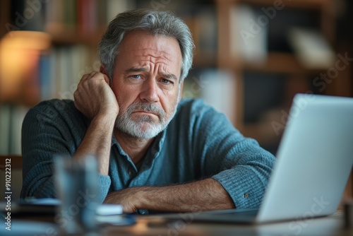 Middle-aged male with a despondent expression, facing a tough deadline