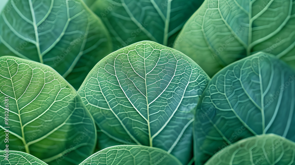 Close-up of lush green leaves showcasing intricate vein patterns. Close-up of lush green leaves showcasing intricate vein patterns.