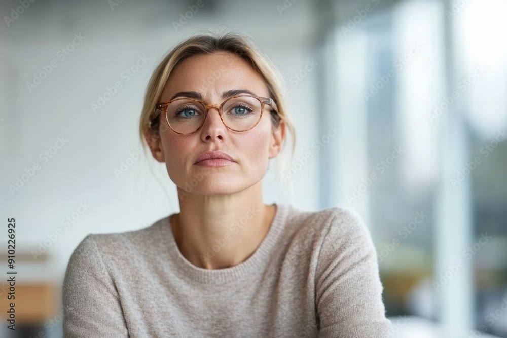 Portrait of a Senior Female Employee Feeling Lonely and Stressed in Break Room Portrait of a Senior Female Employee Feeling Lonely and Stressed in Break Room