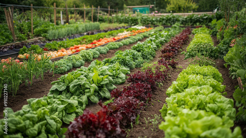 rows of lettuce in a garden
