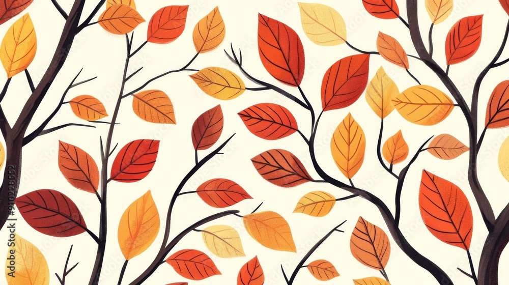 Illustration of branches with fall leaves Illustration of branches with fall leaves