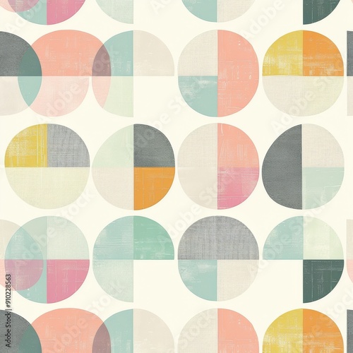 Wallpaper Mural A minimalist pattern background featuring delicate geometric shapes in muted pastel colors Torontodigital.ca