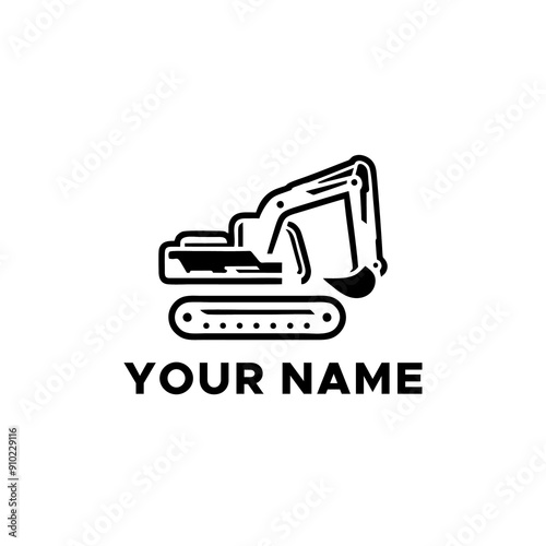 Black excavator vector logo