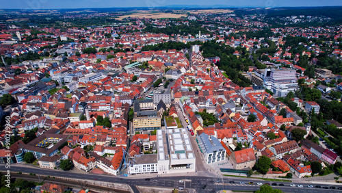 Wallpaper Mural Aerial panorama view around the old town of the city Schweinfurt in Germany on a late summer day. Torontodigital.ca