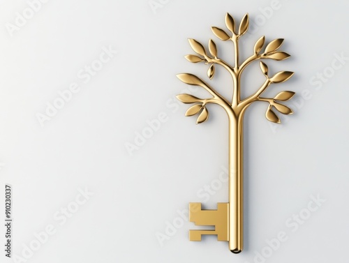Wallpaper Mural Golden tree key symbolizing growth and new beginnings in a minimalistic design Torontodigital.ca