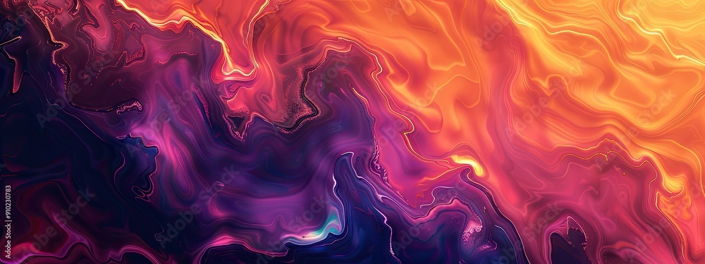 A bright abstract background with a swirling combination of orange and yellow colors, blue.