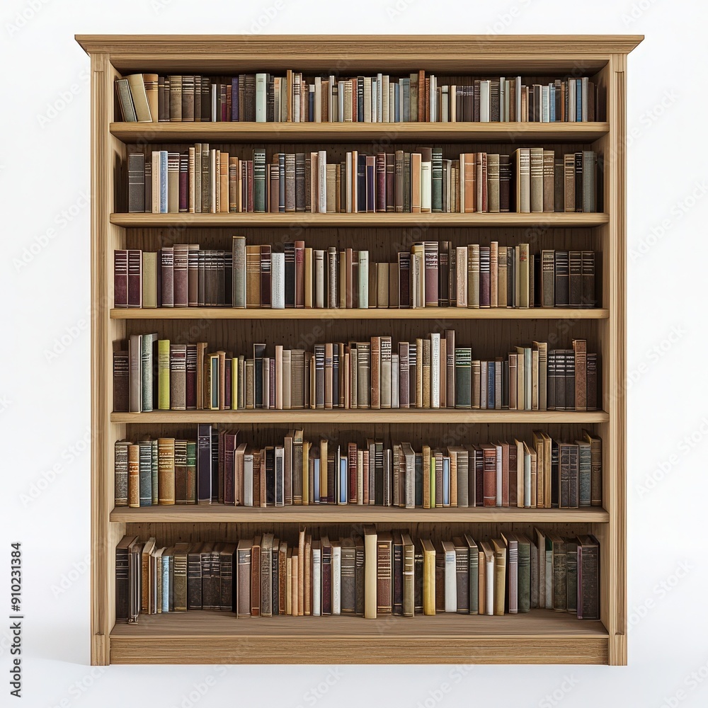 A wooden bookshelf filled with a variety of books, showcasing different colors and sizes, perfect for a cozy library setting. A wooden bookshelf filled with a variety of books, showcasing different colors and sizes, perfect for a cozy library setting.