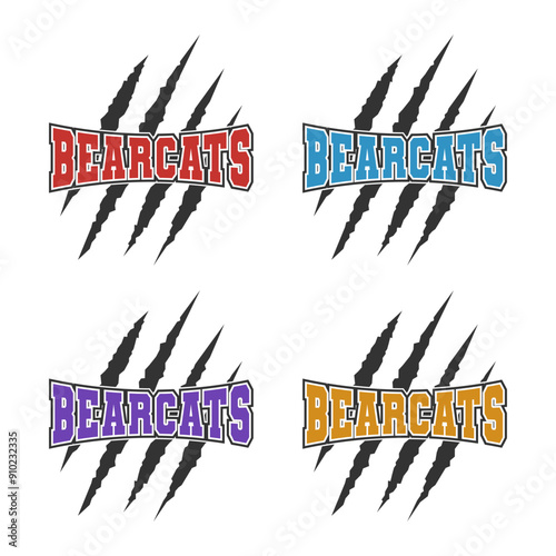Bearcats sport mascot emblem animal scratch claw stripes spirit school team.