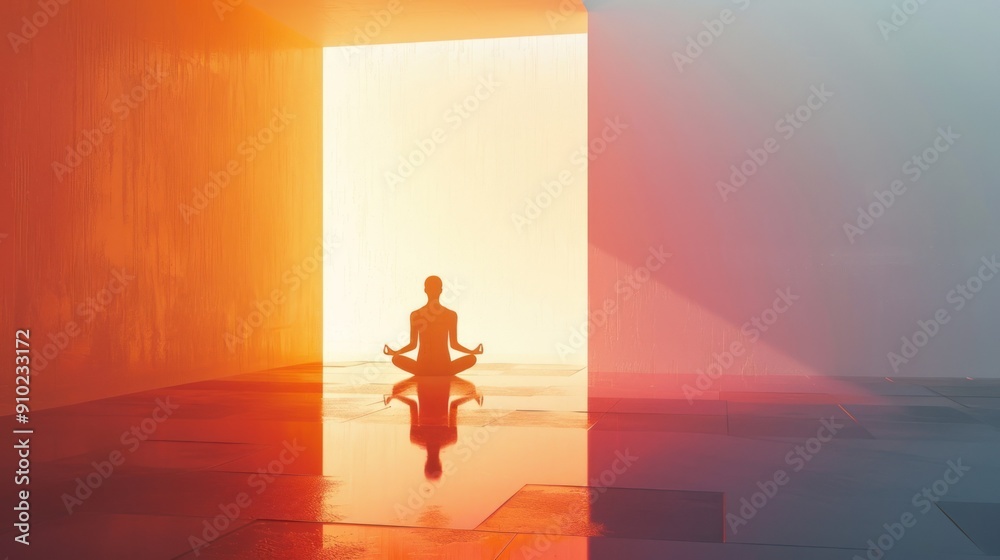 Fototapeta premium Person meditating in a quiet room.