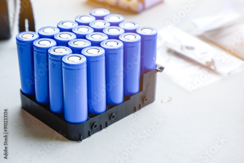 Blue 18650 battery in socket pack 