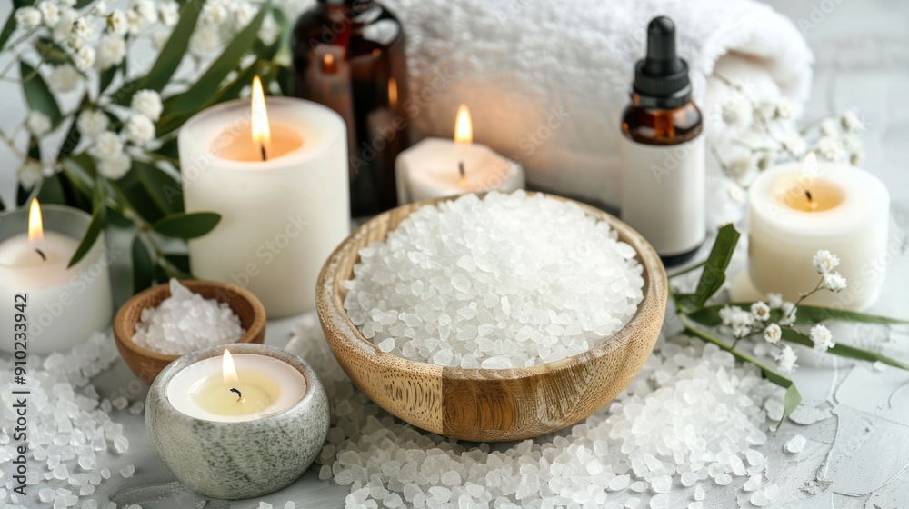 Spa lay flat with essential oils, candles, and bath salts. Spa lay flat with essential oils, candles, and bath salts.