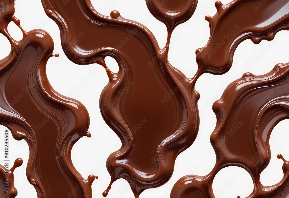 Liquid chocolate syrup isolated on white background, clipping path, full depth of field, ai Liquid chocolate syrup isolated on white background, clipping path, full depth of field, ai
