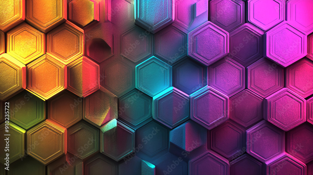 honeycomb pattern with colorful lighting honeycomb pattern with colorful lighting