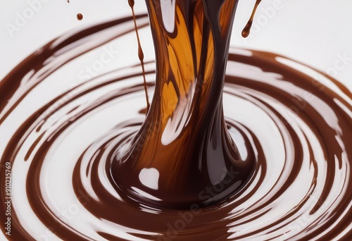 Liquid chocolate syrup isolated on white background, clipping path, full depth of field, ai