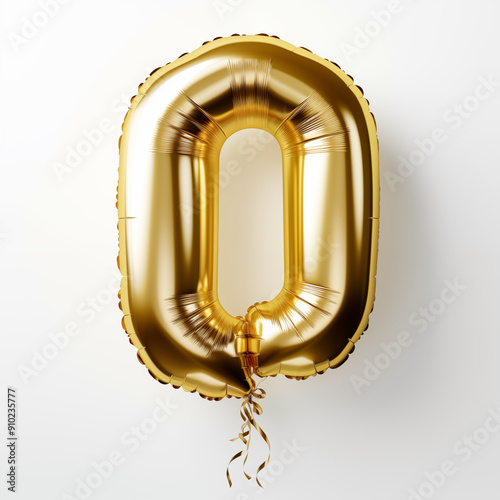 foil balloon number 0 on a white background 