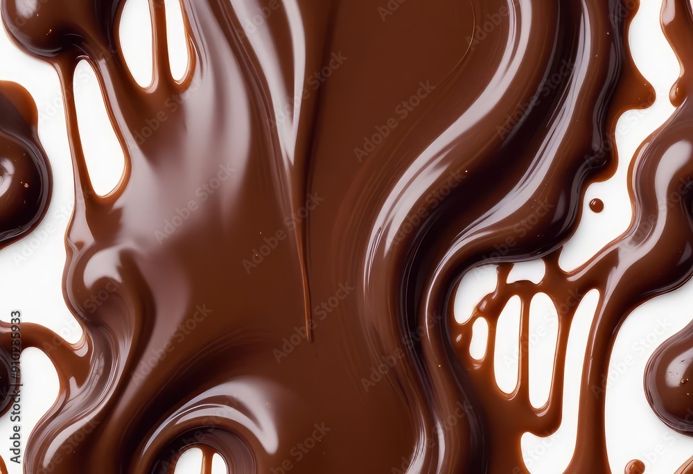 Liquid chocolate syrup isolated on white background, clipping path, full depth of field, ai Liquid chocolate syrup isolated on white background, clipping path, full depth of field, ai