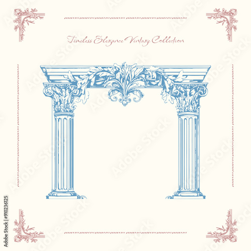 Antique decorative frame with exquisite classic frames, curls. Vector vintage illustration