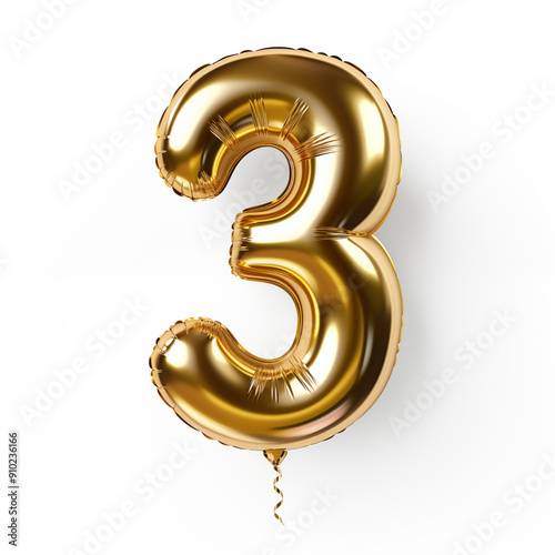 foil balloon number 3 on a white background 