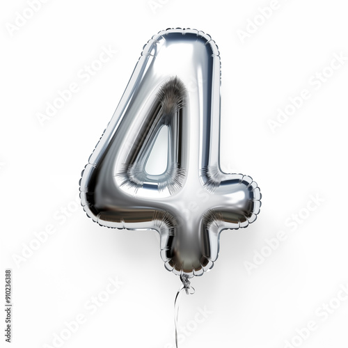 foil balloon number 4 on a white background 