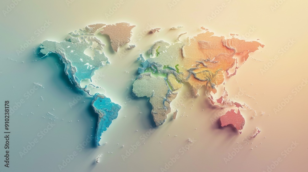 Fototapeta premium detailed world map outline with country borders marked, set against a soft gradient background