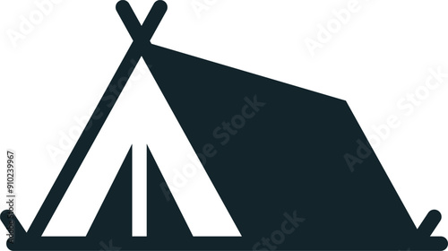 Minimalist camping tent icon representing outdoor adventure