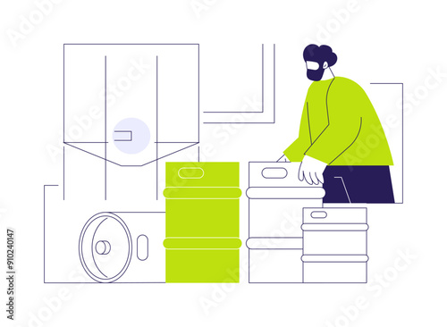 Beer kegs abstract concept vector illustration.