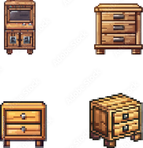 8-bit game assets furniture, cabinet, wood, wooden, drawer, interior, table, home, office, cupboard, box, design, dresser, storage, bedroom, brown, drawers, desk, chest, vintage, room, kitchen, shelf,