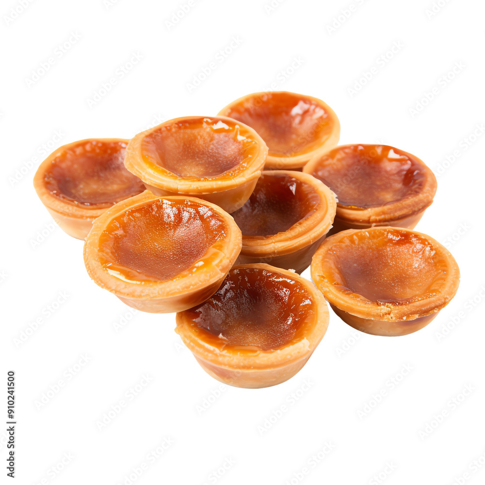 Delicious custard tarts with golden brown tops, piled in an appetizing arrangement, perfect for bakery promotions or food blogs. Delicious custard tarts with golden brown tops, piled in an appetizing arrangement, perfect for bakery promotions or food blogs.