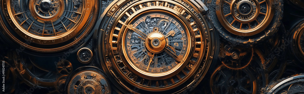 Gold and black clockwork gears Gold and black clockwork gears