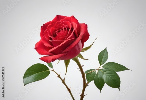 red rose isolated on white background, clipping path, full depth of field, ai