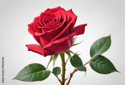 red rose isolated on white background, clipping path, full depth of field, ai