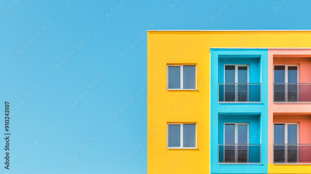 Cool colors in sharp architectural design, modern harmony Cool colors in sharp architectural design, modern harmony