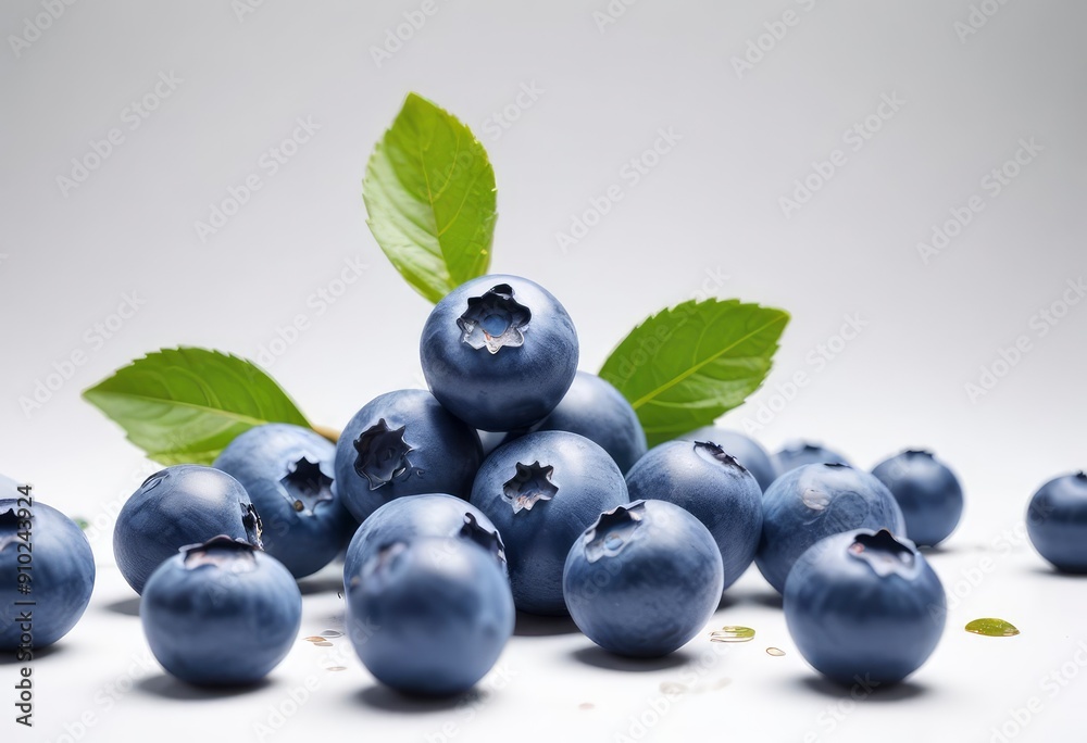 Falling Blueberry isolated on white background, selective focus, ai Falling Blueberry isolated on white background, selective focus, ai