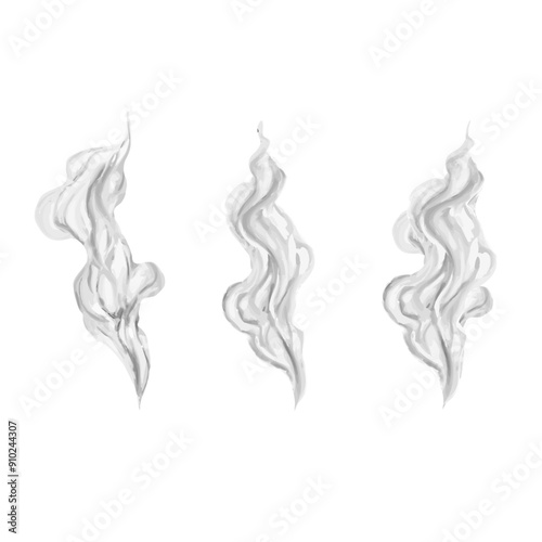 Set of abstract smokes on isolated background