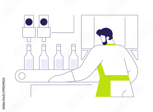 Wine bottling line abstract concept vector illustration.