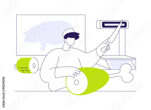 Pork fabrication abstract concept vector illustration.